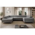 U-shaped sofa Eluis L, sleeping function, Monolith 85, velvet, grey, H92x347x202cm