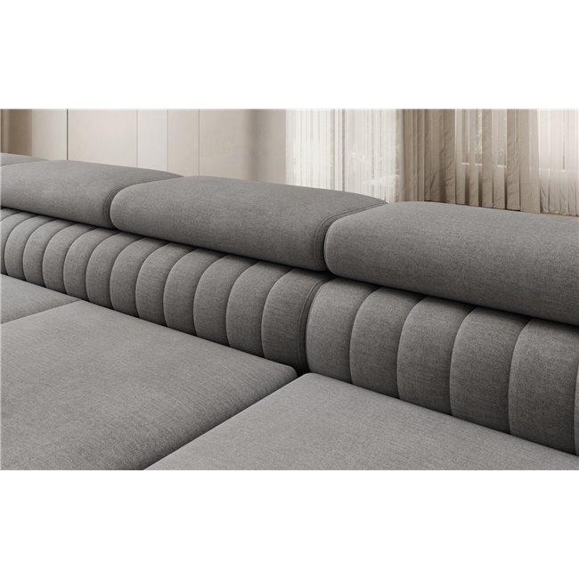 U-shaped sofa Eluis L, sleeping function, Monolith 85, velvet, grey, H92x347x202cm