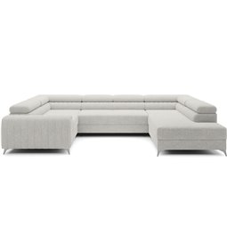 U-shaped sofa Eluis R, sleeping function, Royal 01, boucle, white, H92x347x202cm