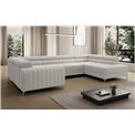 U-shaped sofa Eluis R, sleeping function, Royal 01, boucle, white, H92x347x202cm
