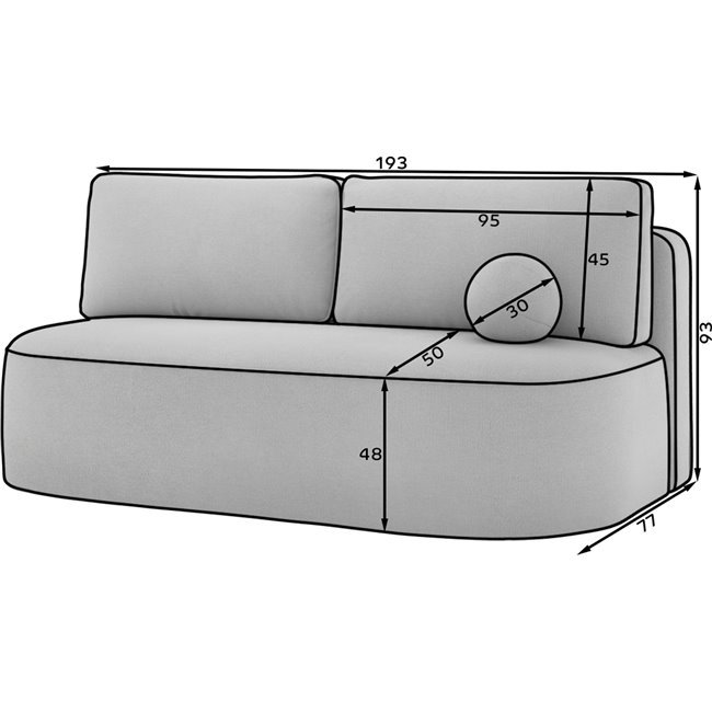 Sofa bed Eliana, sleeping function, Jarell 40, corduroy, blue, H93x193x96cm