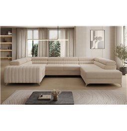 U-shaped sofa Eluis R, sleeping function, Jarell 18, corduroy, beige, H92x347x202cm