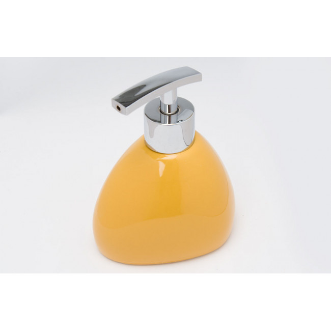 Soap dispenser, yellow colour, ceramic, 10.8x8.5x13cm
