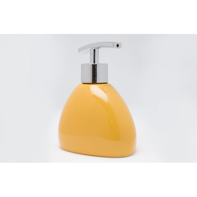 Soap dispenser, yellow colour, ceramic, 10.8x8.5x13cm