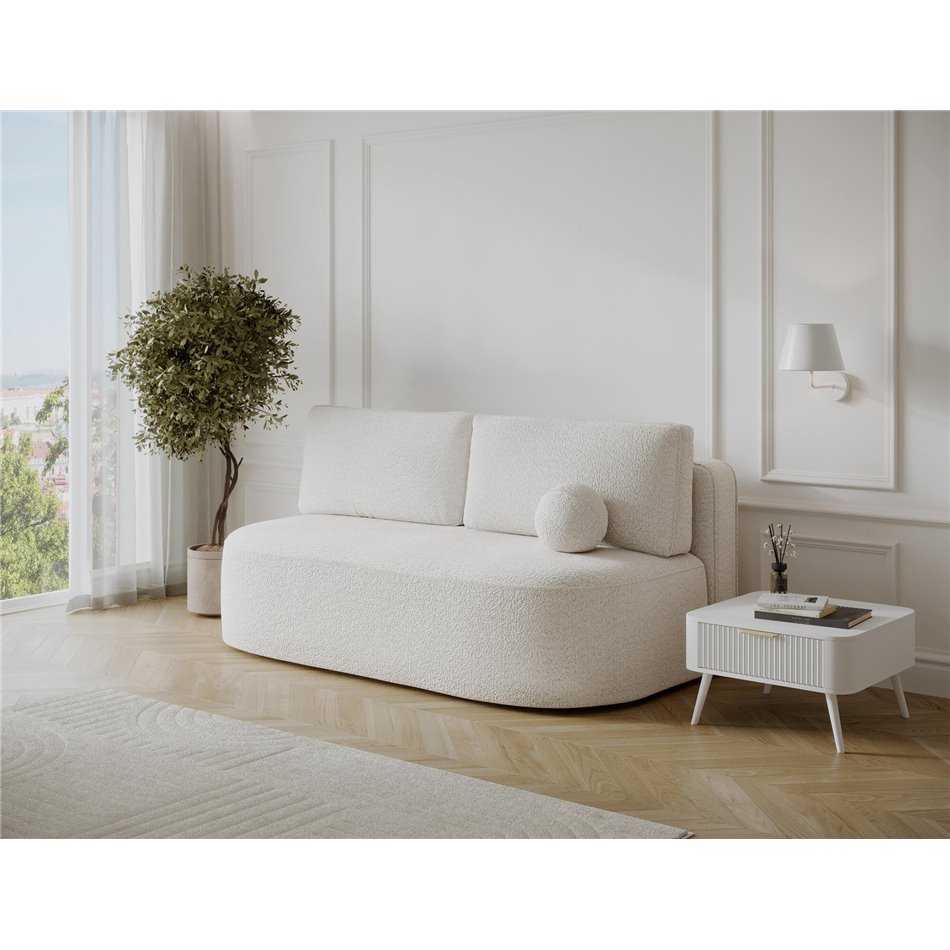 Sofa bed Eliana, sleeping function, Royal 01, boucle, white, H93x193x96cm