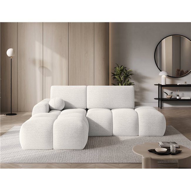 Corner sofa Elittario L, sleeping function, Royal 01, boucle, white, H95x227x170cm