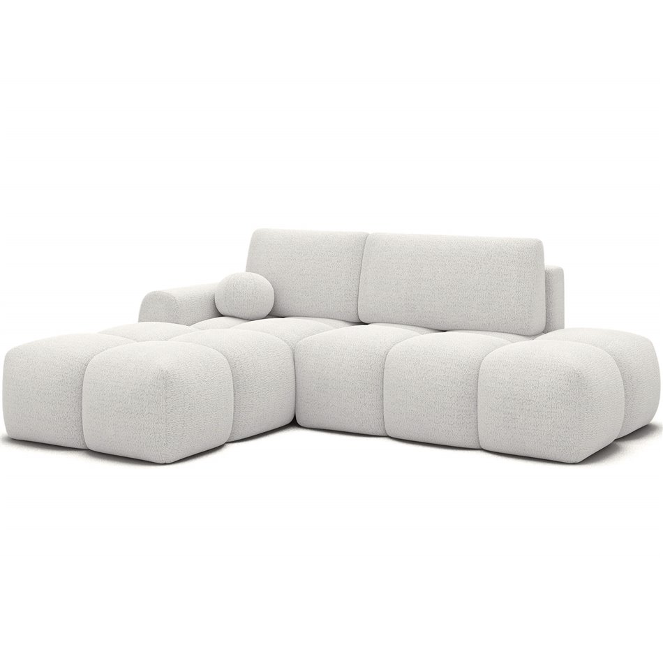 Corner sofa Elittario L, sleeping function, Royal 01, boucle, white, H95x227x170cm