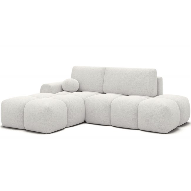 Corner sofa Elittario L, sleeping function, Royal 01, boucle, white, H95x227x170cm