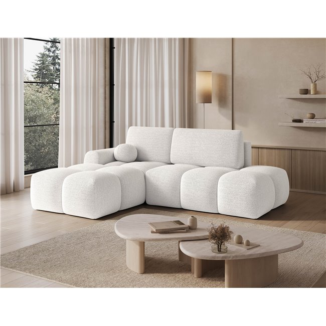 Corner sofa Elittario L, sleeping function, Royal 01, boucle, white, H95x227x170cm