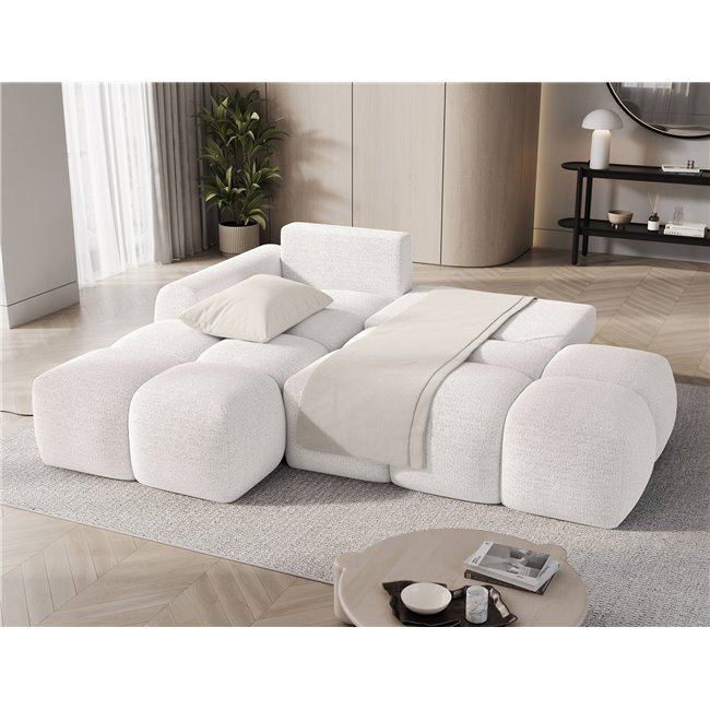Corner sofa Elittario L, sleeping function, Royal 01, boucle, white, H95x227x170cm
