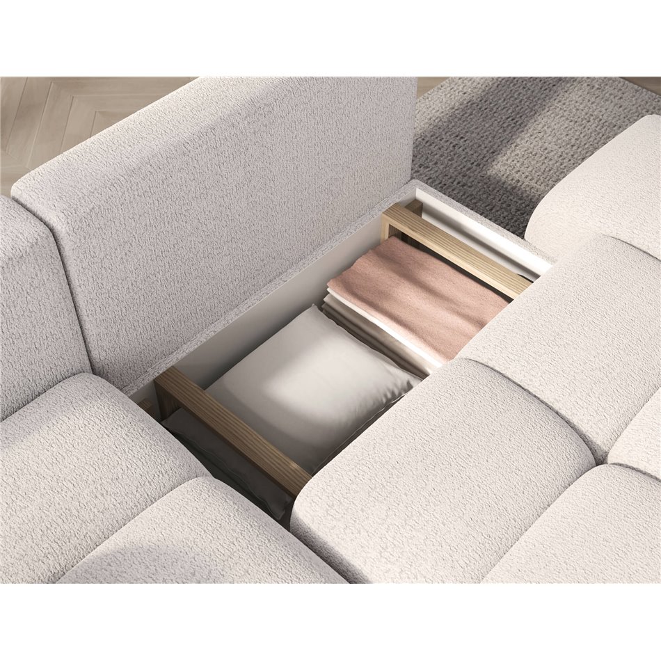 Corner sofa Elittario L, sleeping function, Royal 01, boucle, white, H95x227x170cm