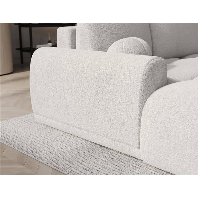 Corner sofa Elittario L, sleeping function, Royal 01, boucle, white, H95x227x170cm