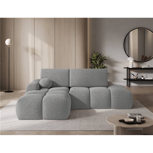 Corner sofa Elittario L, sleeping function, Royal 04, boucle, grey, H95x227x170cm