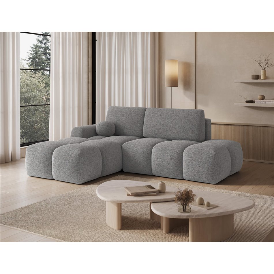 Corner sofa Elittario L, sleeping function, Royal 04, boucle, grey, H95x227x170cm