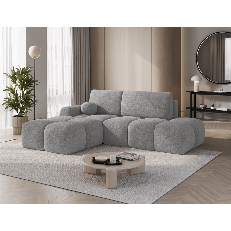Corner sofa Elittario L, sleeping function, Royal 04, boucle, grey, H95x227x170cm