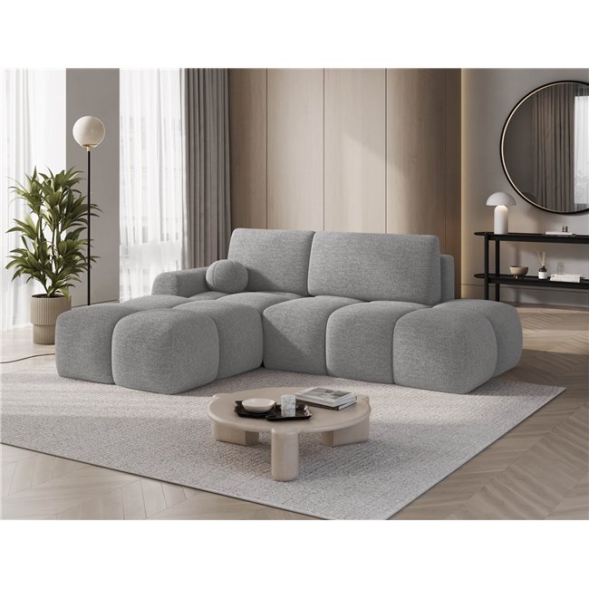 Corner sofa Elittario L, sleeping function, Royal 04, boucle, grey, H95x227x170cm