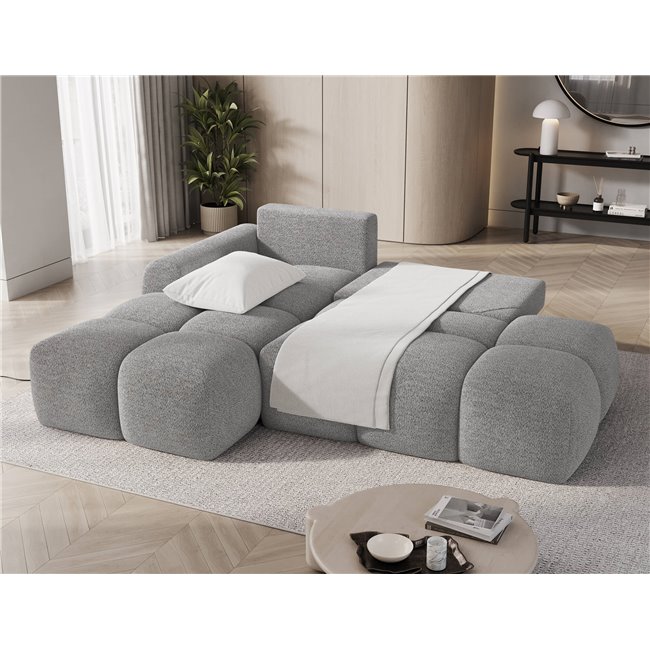 Corner sofa Elittario L, sleeping function, Royal 04, boucle, grey, H95x227x170cm