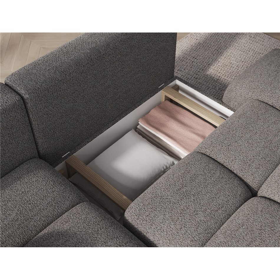 Corner sofa Elittario L, sleeping function, Royal 04, boucle, grey, H95x227x170cm
