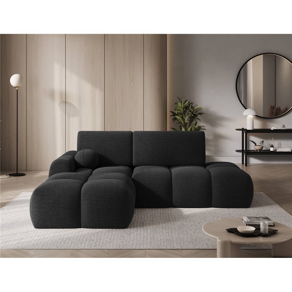 Corner sofa Elittario L, sleeping function, Royal 05, boucle, dark grey, H95x227x170cm