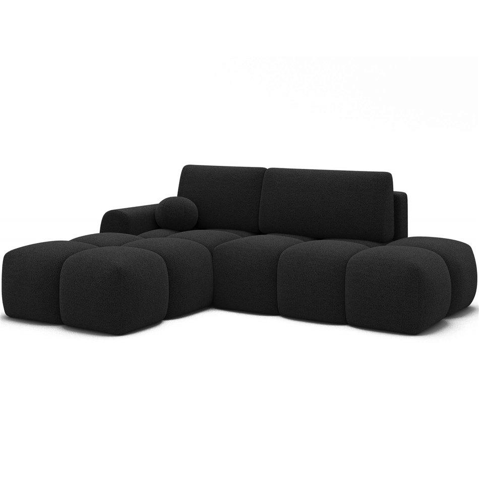 Corner sofa Elittario L, sleeping function, Royal 05, boucle, dark grey, H95x227x170cm