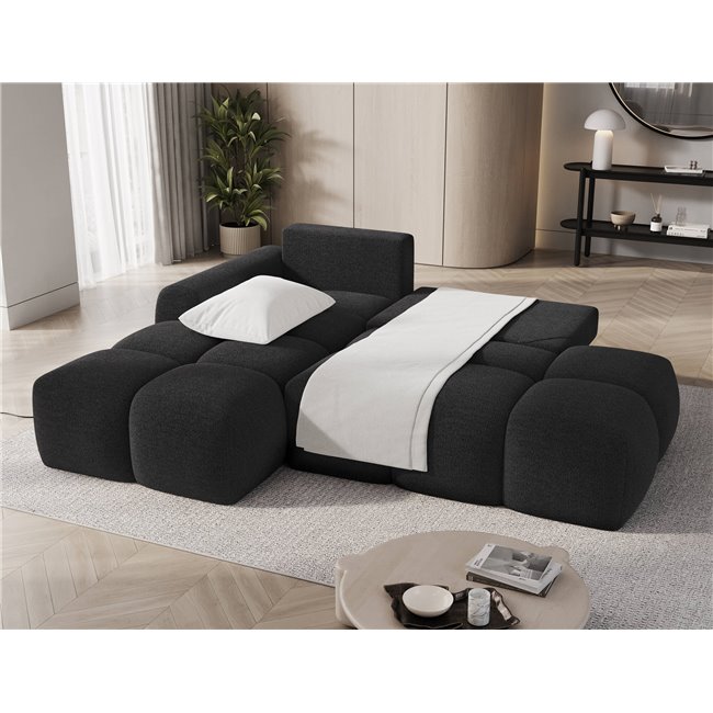 Corner sofa Elittario L, sleeping function, Royal 05, boucle, dark grey, H95x227x170cm
