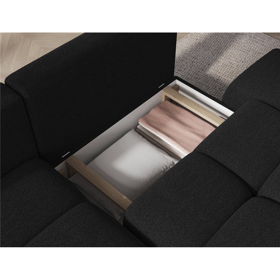 Corner sofa Elittario L, sleeping function, Royal 05, boucle, dark grey, H95x227x170cm