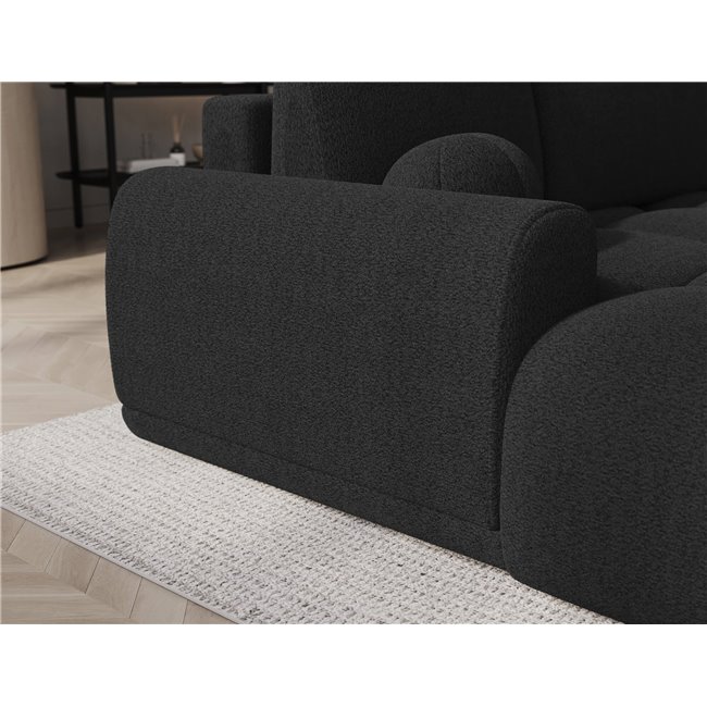 Corner sofa Elittario L, sleeping function, Royal 05, boucle, dark grey, H95x227x170cm