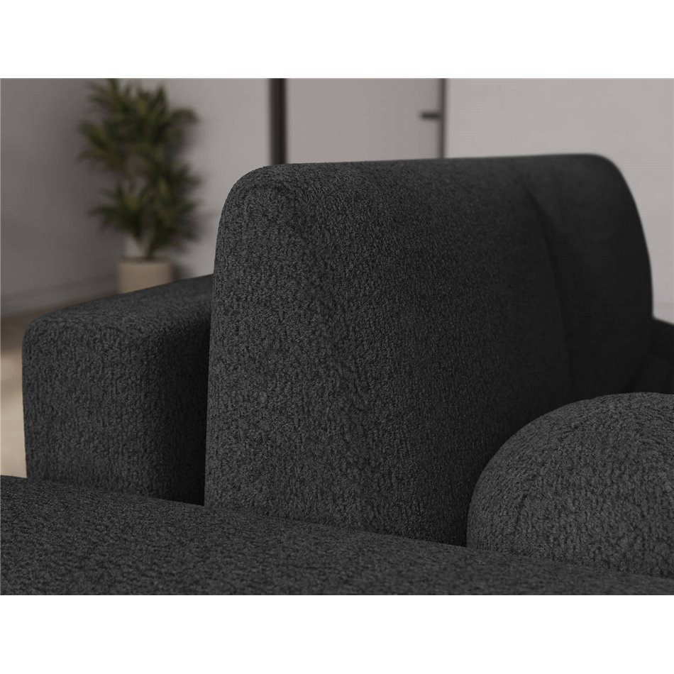 Corner sofa Elittario L, sleeping function, Royal 05, boucle, dark grey, H95x227x170cm
