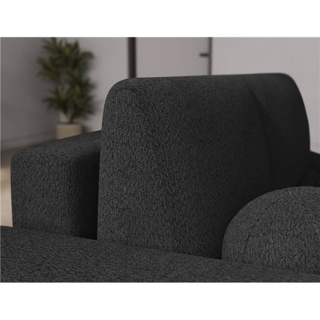 Corner sofa Elittario L, sleeping function, Royal 05, boucle, dark grey, H95x227x170cm