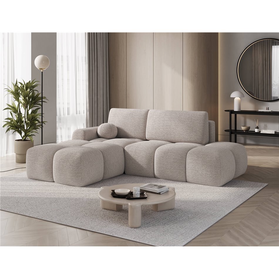 Corner sofa Elittario L, sleeping function, Royal 18, boucle, beige, H95x227x170cm