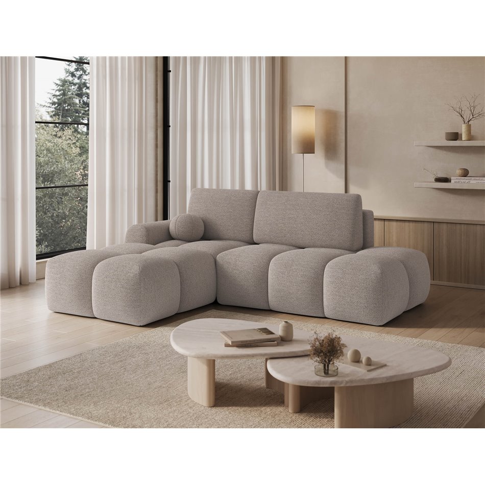 Corner sofa Elittario L, sleeping function, Royal 18, boucle, beige, H95x227x170cm