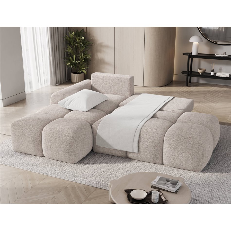 Corner sofa Elittario L, sleeping function, Royal 18, boucle, beige, H95x227x170cm