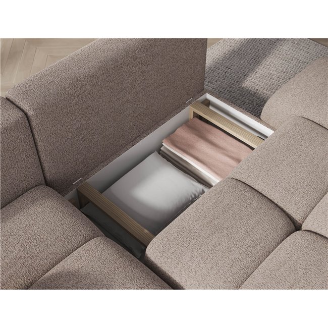 Corner sofa Elittario L, sleeping function, Royal 18, boucle, beige, H95x227x170cm