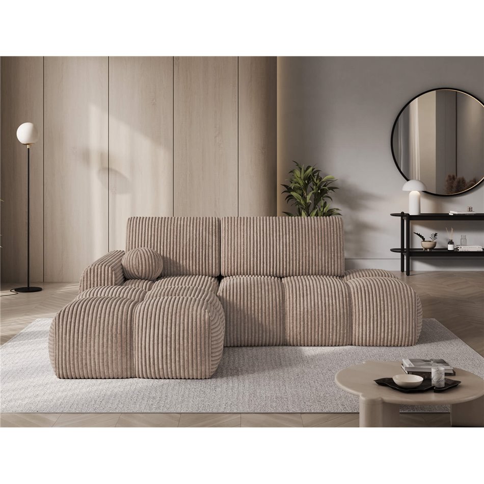 Corner sofa Elittario L, sleeping function, Modullo 20, light brown, H95x227x170cm