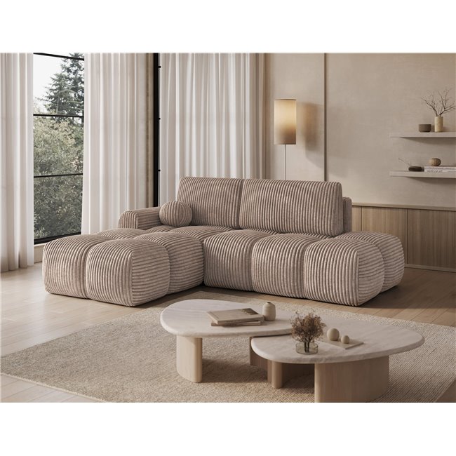 Corner sofa Elittario L, sleeping function, Modullo 20, light brown, H95x227x170cm