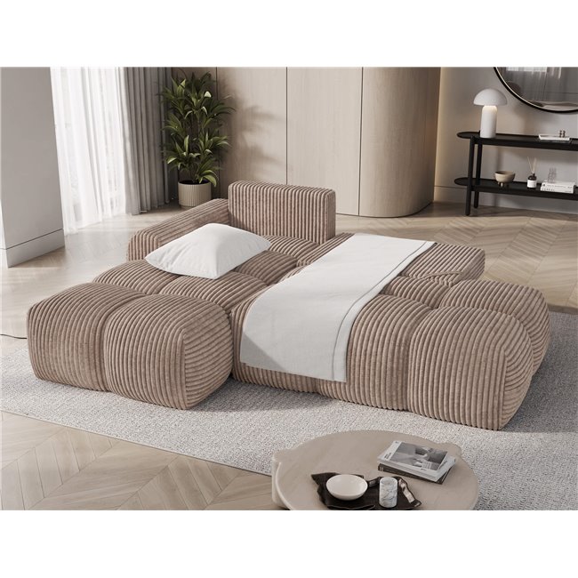 Corner sofa Elittario L, sleeping function, Modullo 20, light brown, H95x227x170cm