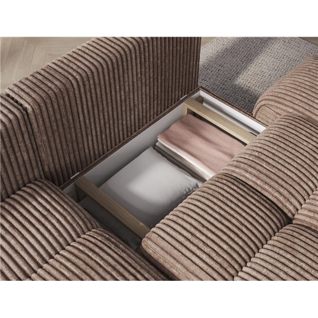 Corner sofa Elittario L, sleeping function, Modullo 20, light brown, H95x227x170cm