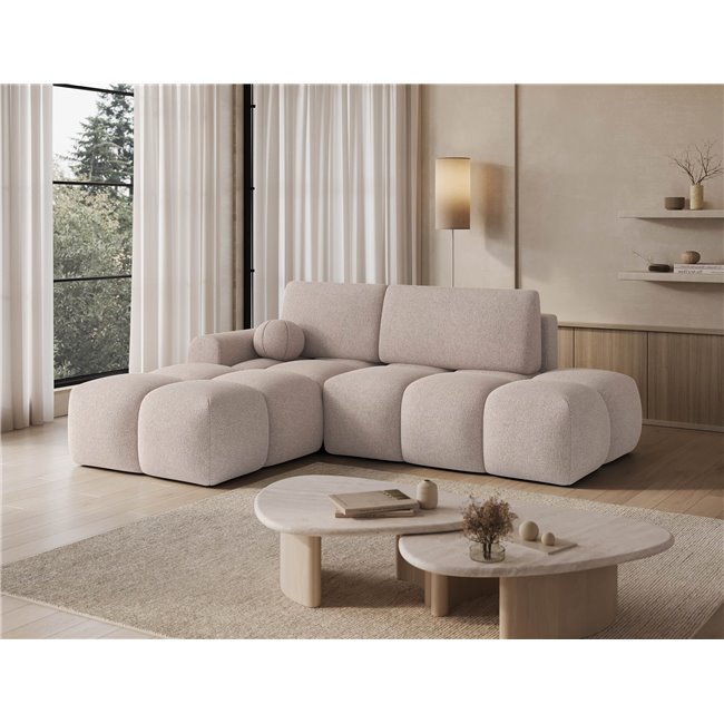 Corner sofa Elittario L, sleeping function, Xillar 20, light brown, H95x227x170cm