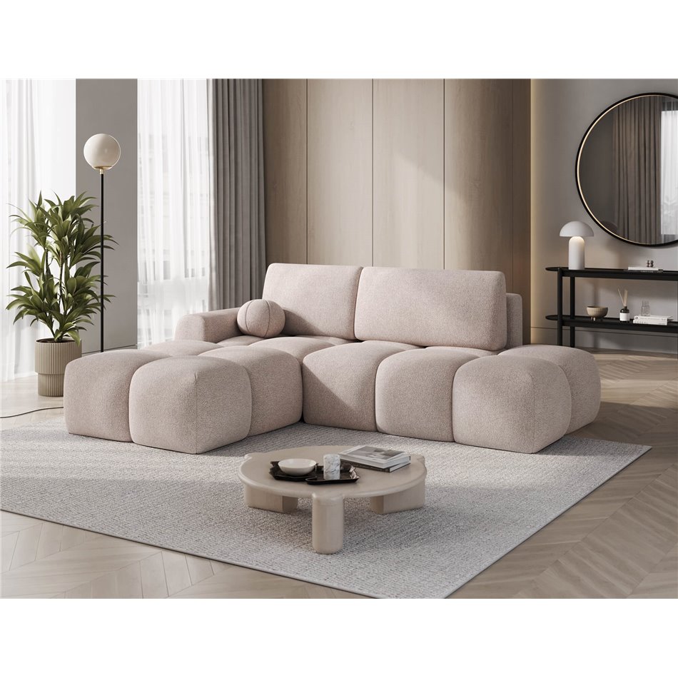 Corner sofa Elittario L, sleeping function, Xillar 20, light brown, H95x227x170cm