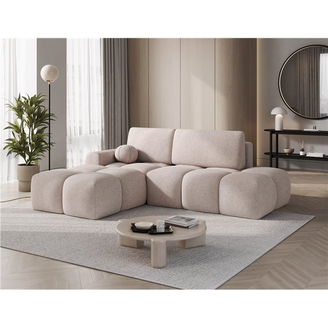 Corner sofa Elittario L, sleeping function, Xillar 20, light brown, H95x227x170cm