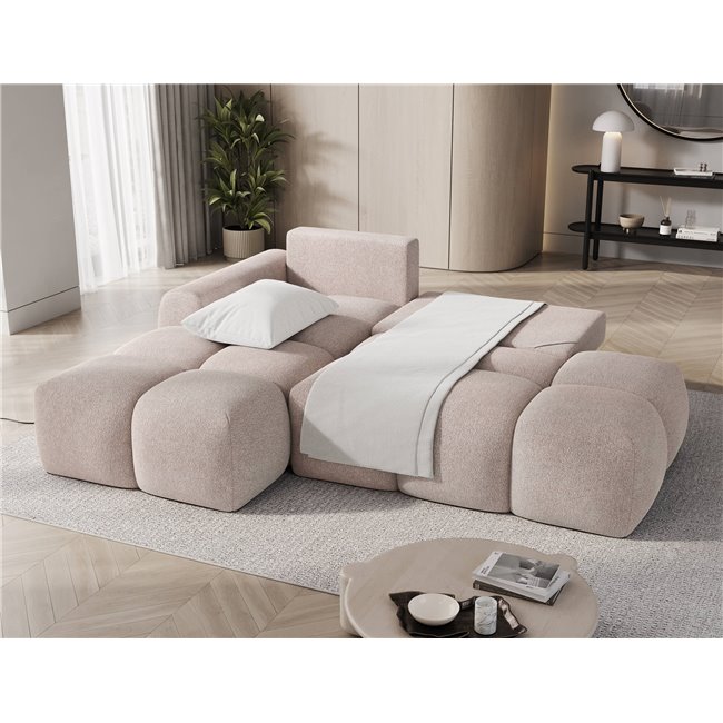 Corner sofa Elittario L, sleeping function, Xillar 20, light brown, H95x227x170cm