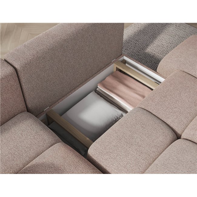 Corner sofa Elittario L, sleeping function, Xillar 20, light brown, H95x227x170cm