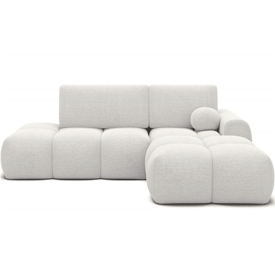 Corner sofa Elittario R, sleeping function, Royal 01, boucle, white, H95x227x170cm