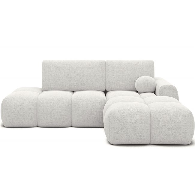 Corner sofa Elittario R, sleeping function, Royal 01, boucle, white, H95x227x170cm