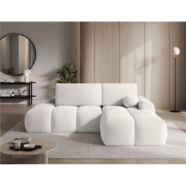 Corner sofa Elittario R, sleeping function, Royal 01, boucle, white, H95x227x170cm