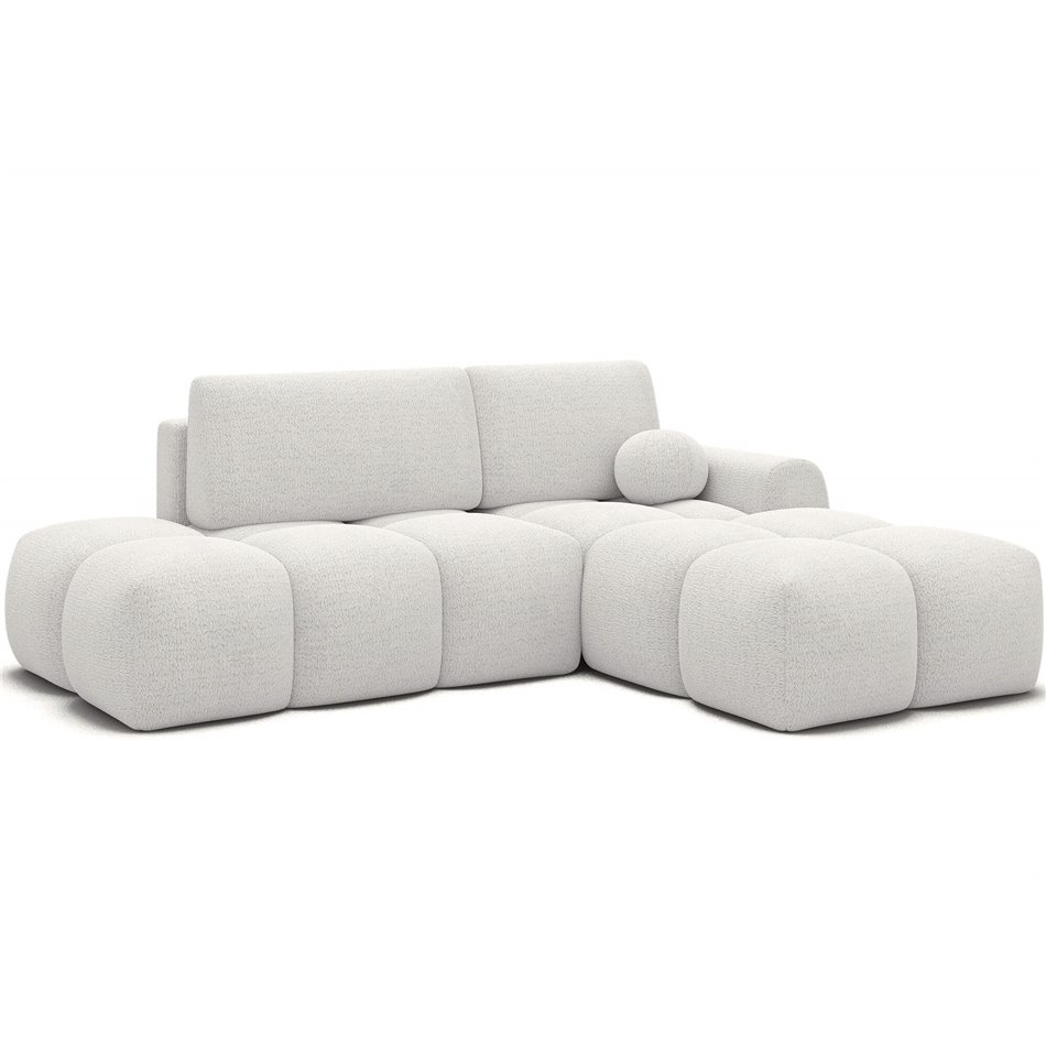Corner sofa Elittario R, sleeping function, Royal 01, boucle, white, H95x227x170cm