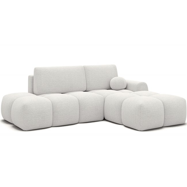 Corner sofa Elittario R, sleeping function, Royal 01, boucle, white, H95x227x170cm
