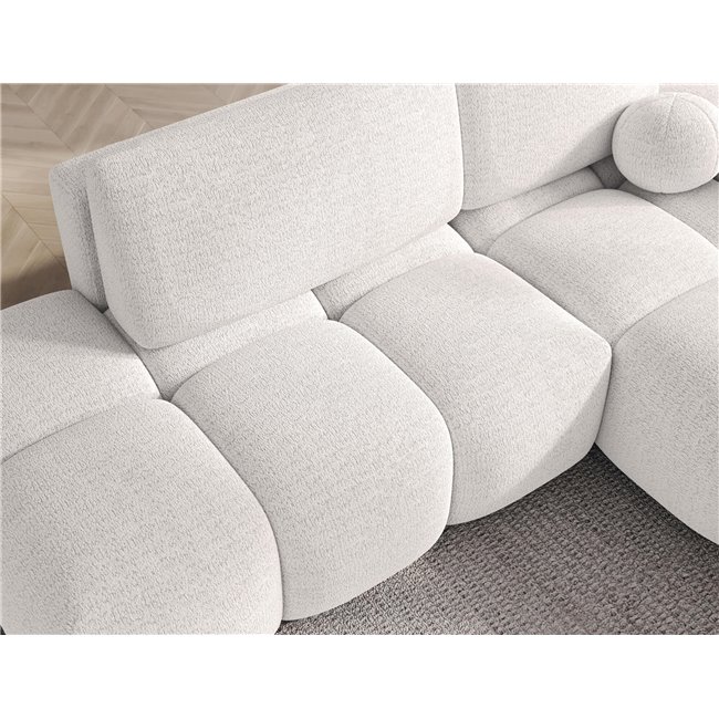Corner sofa Elittario R, sleeping function, Royal 01, boucle, white, H95x227x170cm