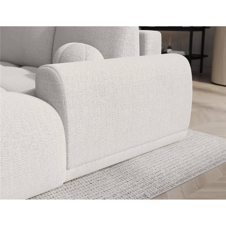 Corner sofa Elittario R, sleeping function, Royal 01, boucle, white, H95x227x170cm