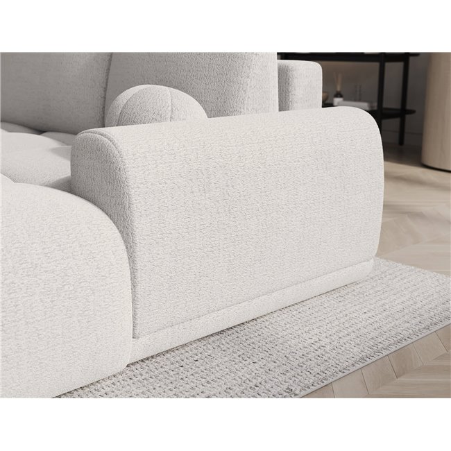Corner sofa Elittario R, sleeping function, Royal 01, boucle, white, H95x227x170cm